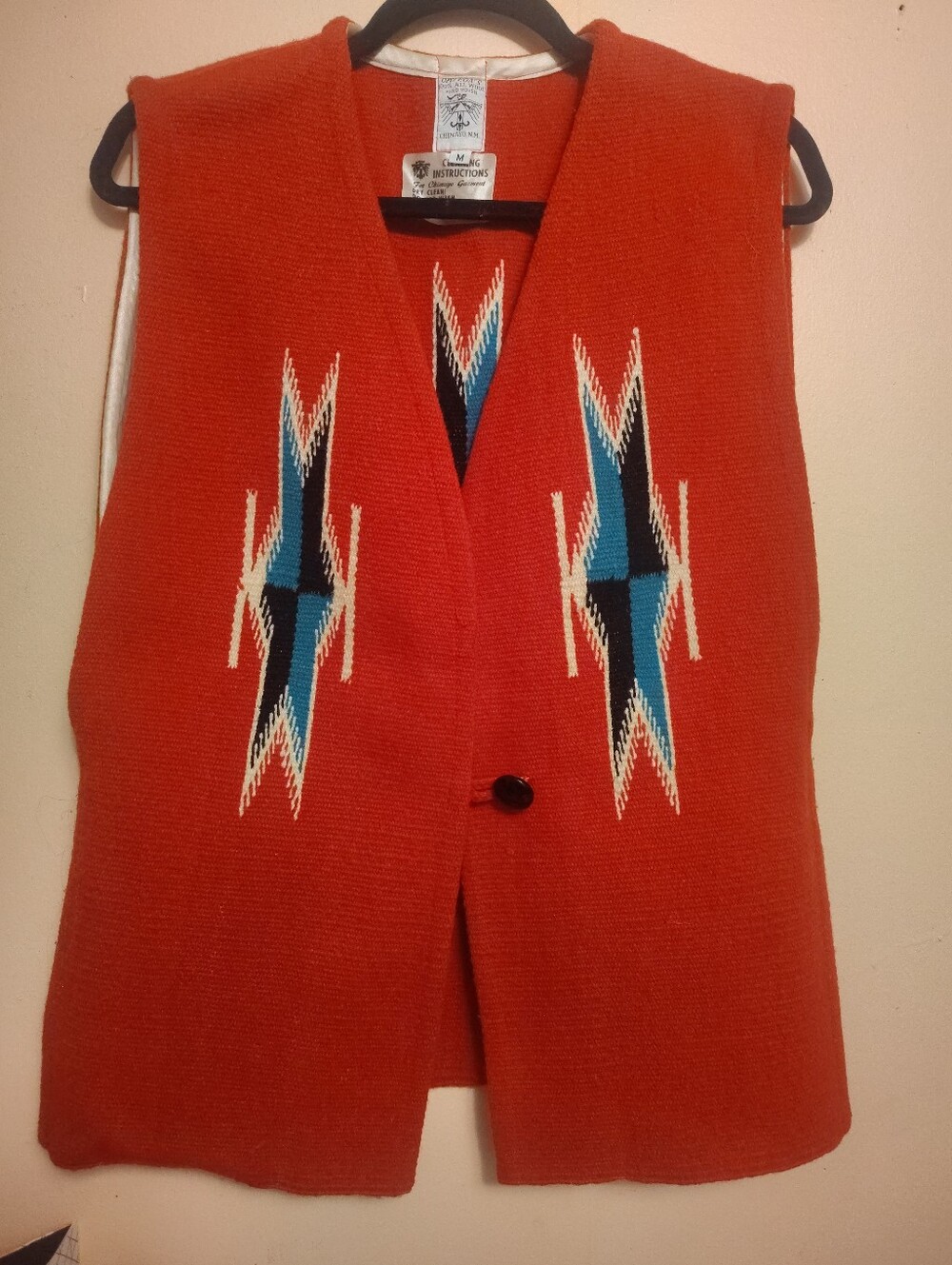 Vintage Ortegas Chimayo Mexico Women's Southwest Handwoven 100% Wool Vest